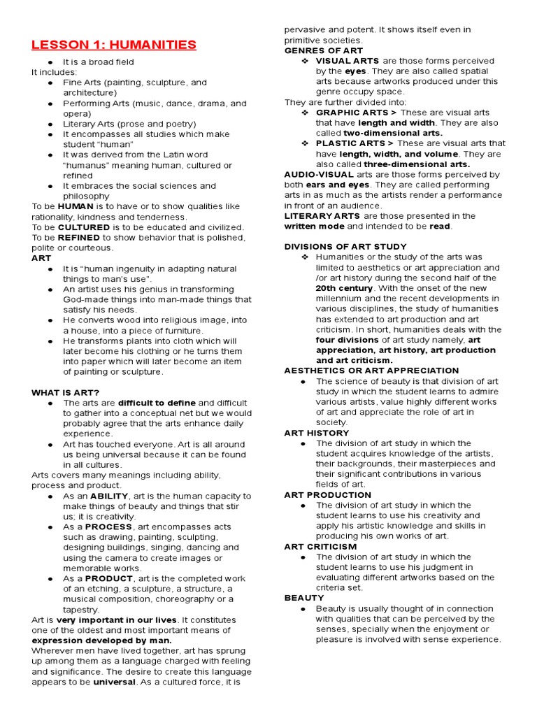Midterm Reviewer Art Appreciation | PDF | The Arts | Beauty