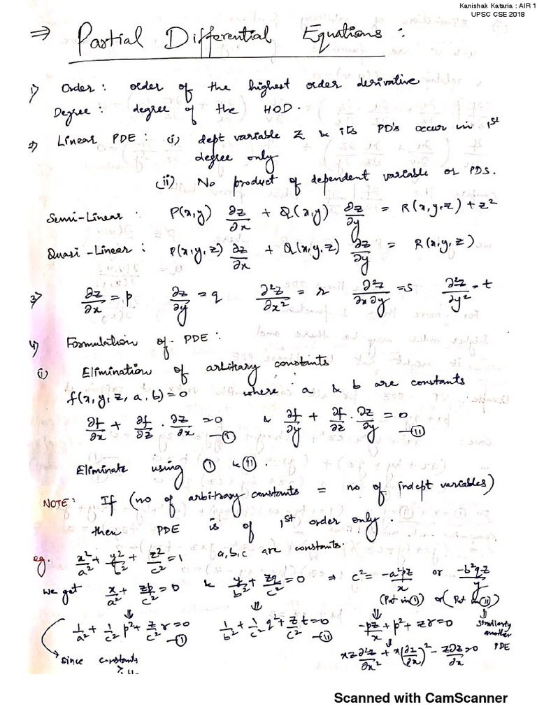 Partial Differential Equation PDF Multivariable Calculus Applied