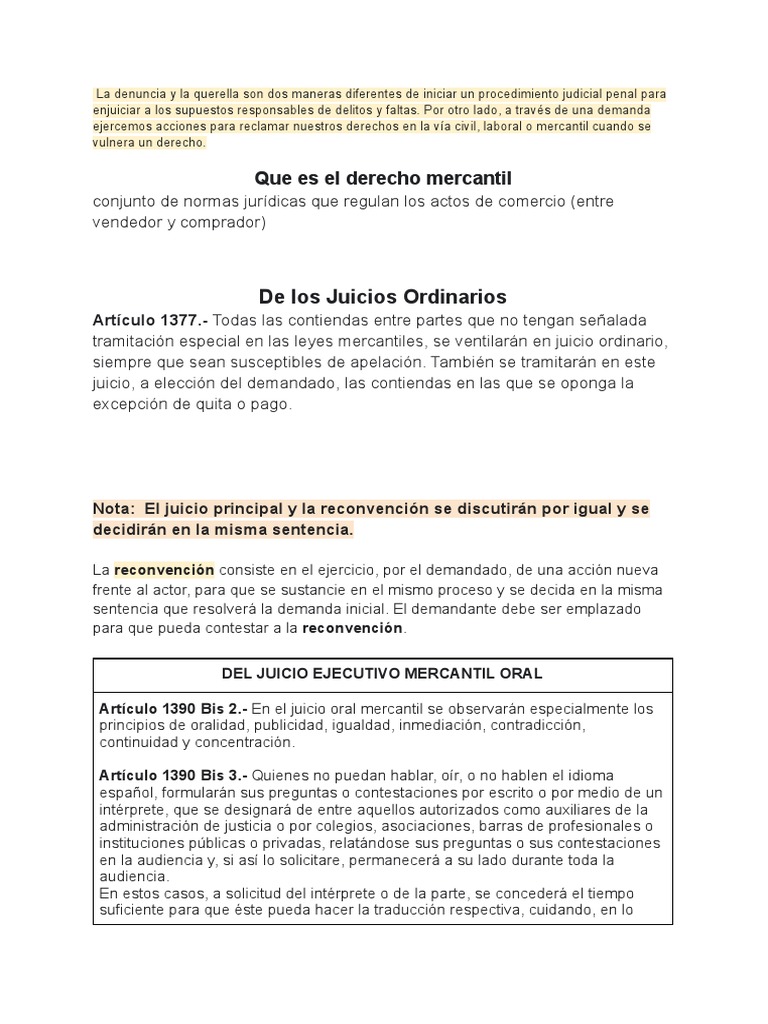 Derecho Procesal Mercantil | PDF | Demanda judicial | Sentencia (ley)