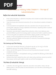 CBSE Class 10 History Notes Chapter 4 - The Age of Industrialisation