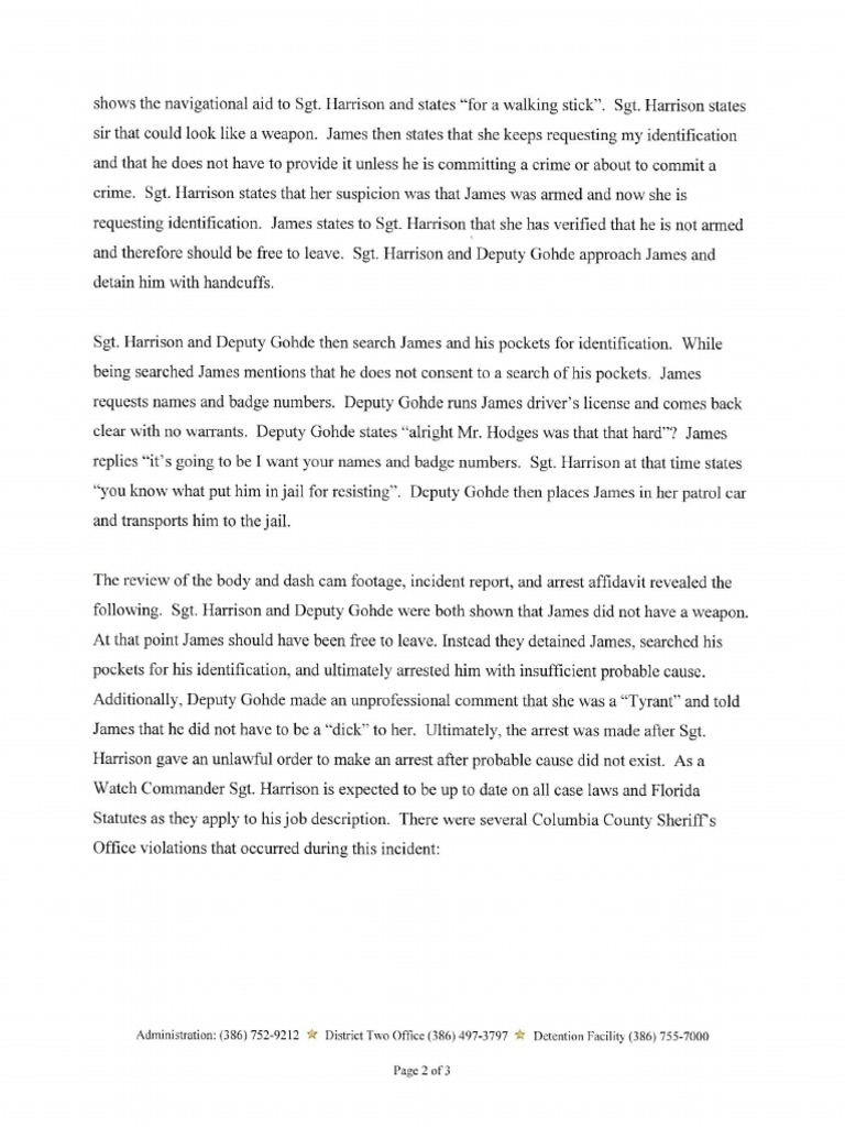 Columbia County Internal Affairs Report | PDF