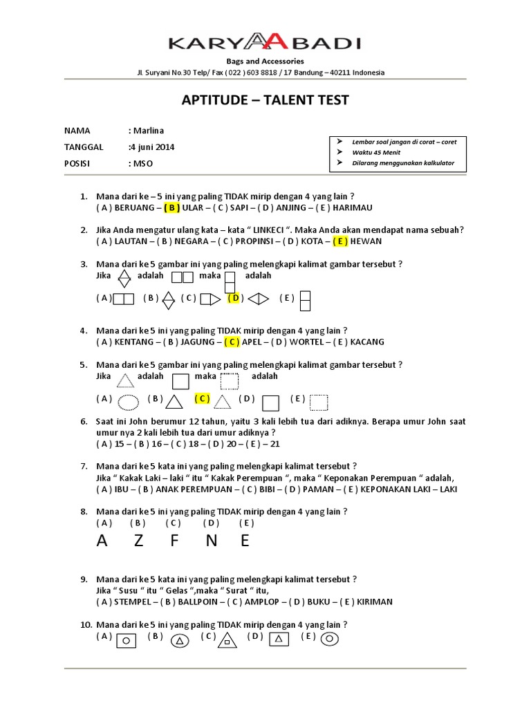 Tes Aptitude dan Talent Assessment | PDF