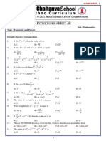 8 - Class INTSO Work Sheet - 2 - Exponents and Powers