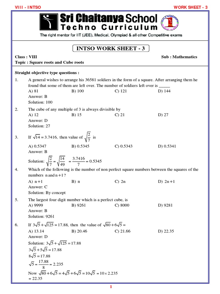 Cube Roots and Square Roots Worksheet | PDF | Numbers | Factorization