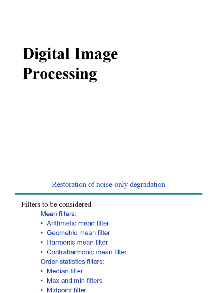 Digital Image Processing PDF Filter (Signal Processing) Median