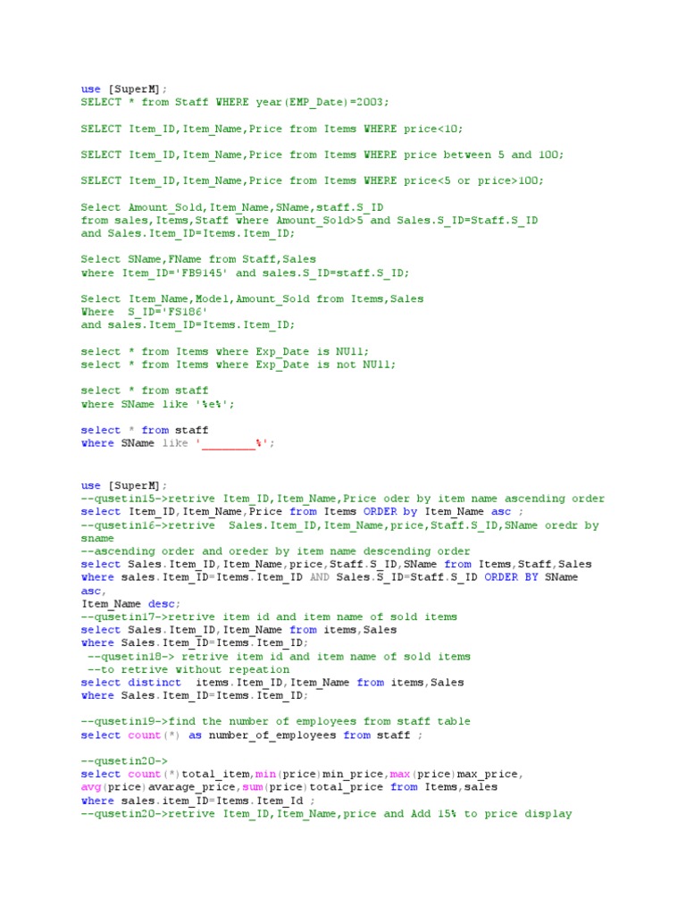 SQL Code | Download Free PDF | Database Index | Sql