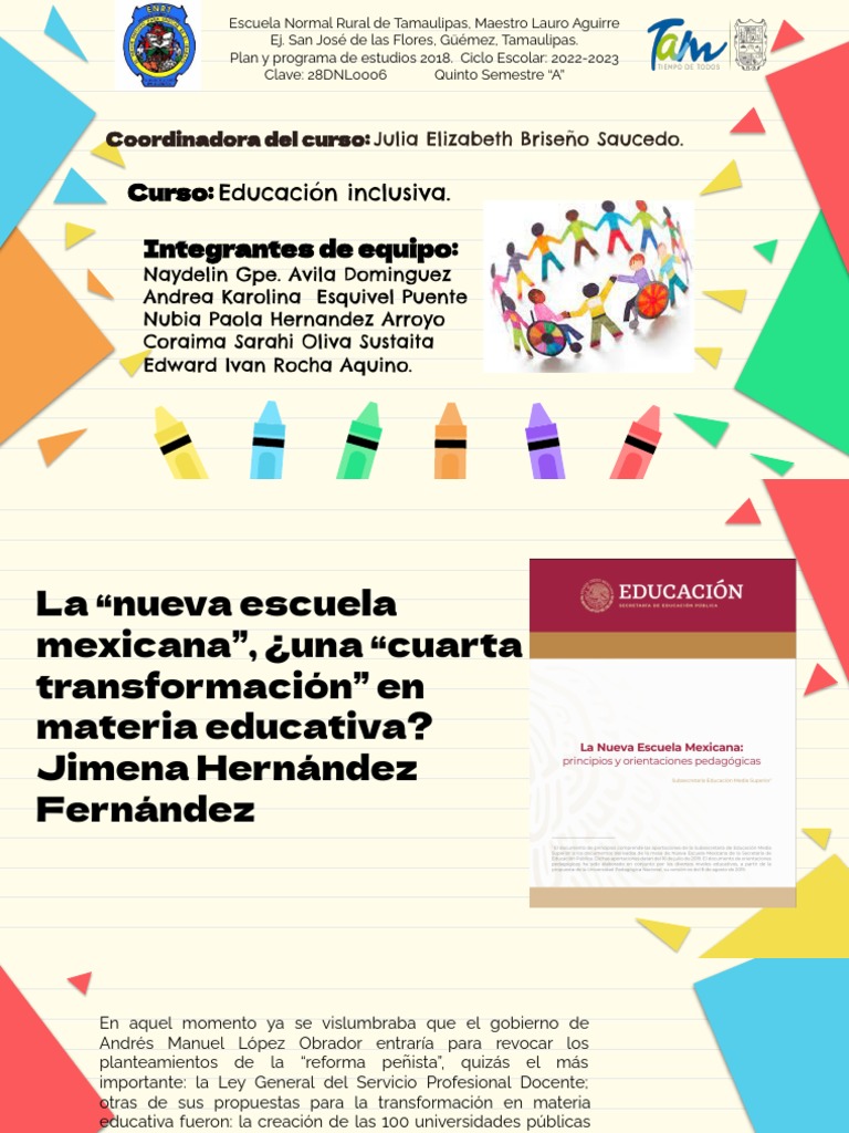 Equipo 6 La Nueva Escuela Mexicana Una Cuarta Transformación En