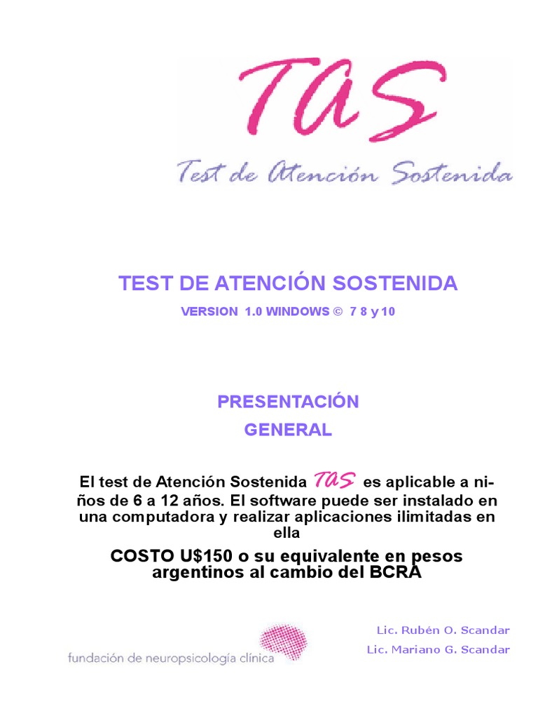 GUÍA TAS Test Atención Sostenida | PDF | Alfa de Cronbach | Validez ...