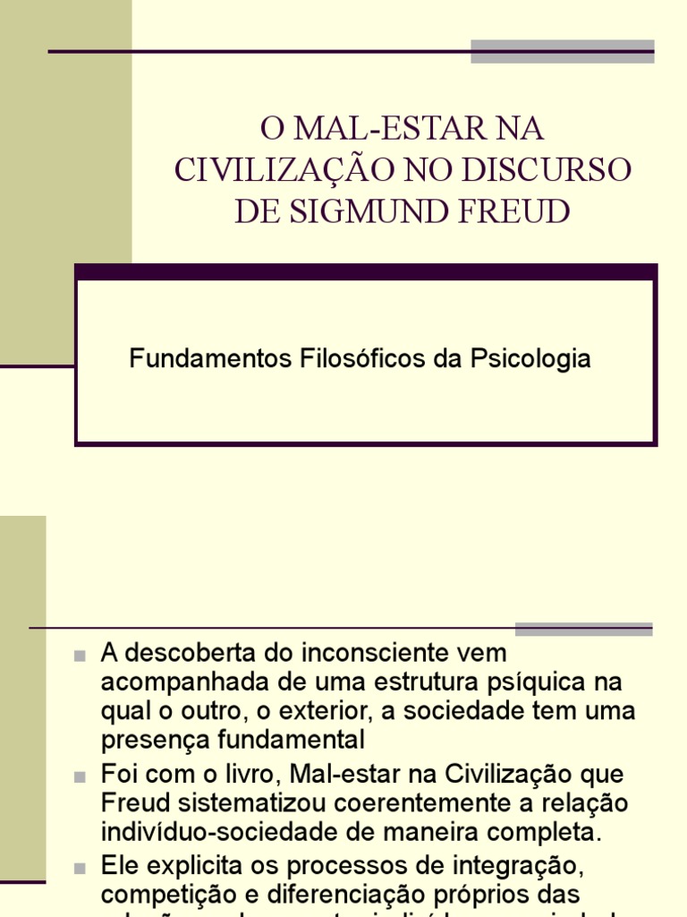 O Mal-Estar Na Civilização No Discurso de Sigmund | PDF | Sigmund Freud ...