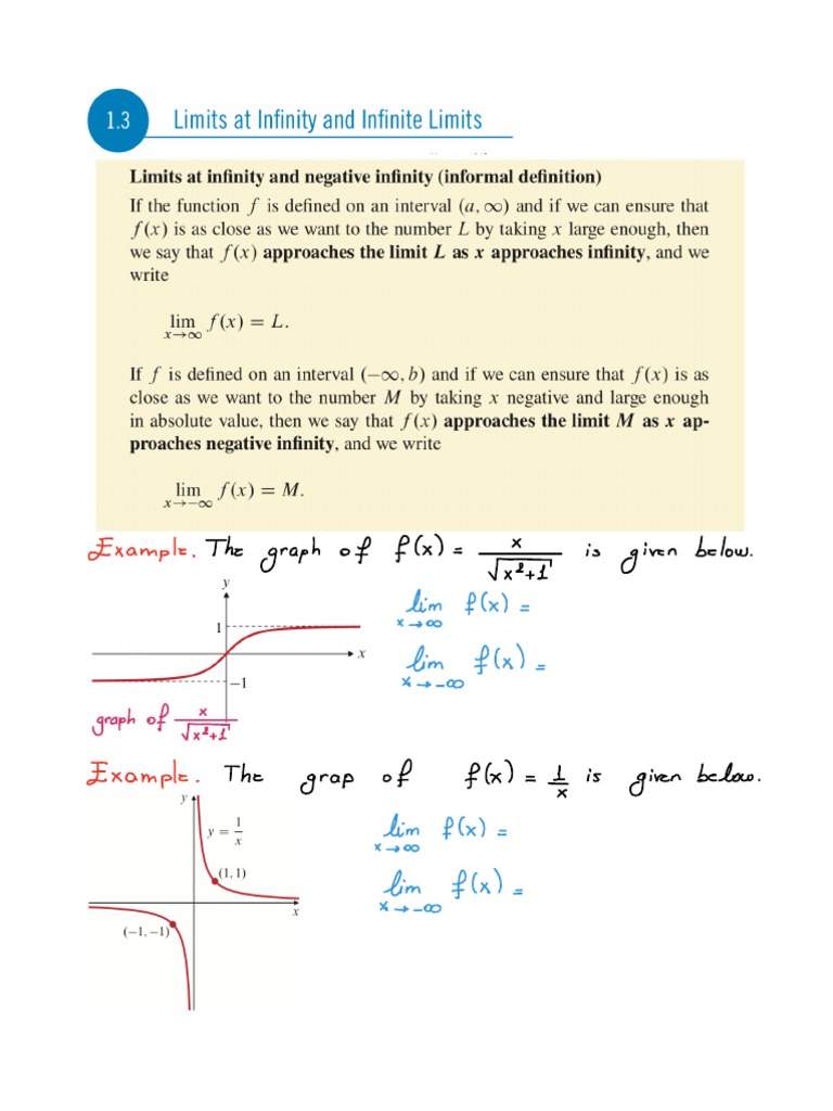 1.3 Limits at Infinity and Infinite Limits | PDF