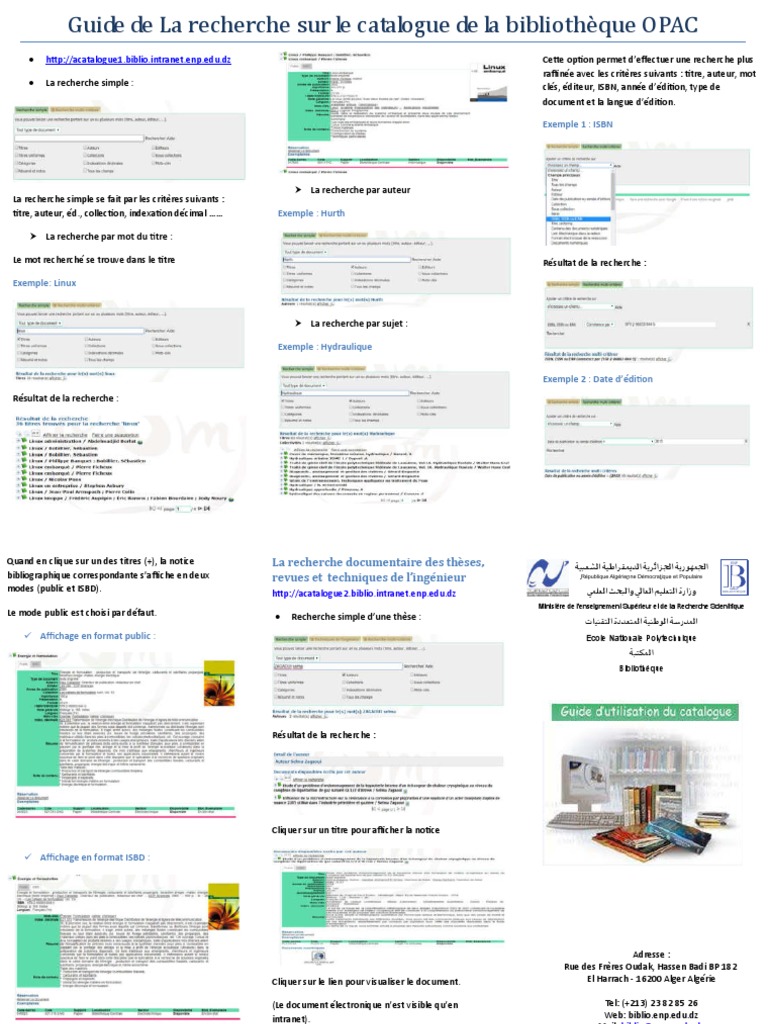 Guide de recherche OPAC Bibliothèque | PDF | Sciences de l'information ...