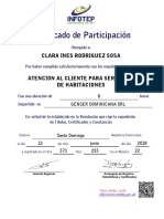 Certificado de Participación: Clara Ines Rodriguez Sosa