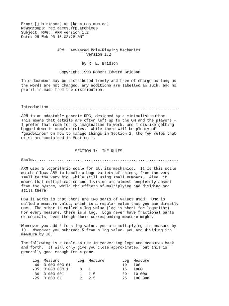 Advanced RolePlaying Mechanics PDF Logarithm Multiplication