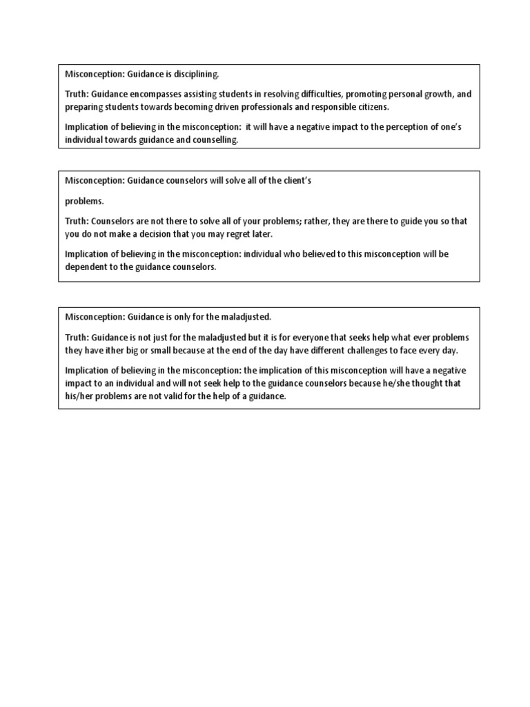 Misconception of Guidance Counselling | PDF | Self-Improvement