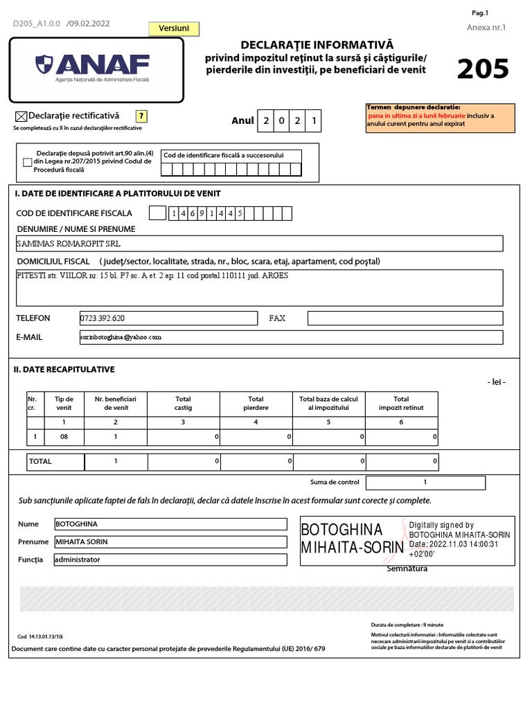 D205 14691445 Rectificativa | PDF