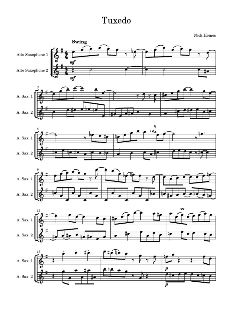 Tuxedo Jazz Duet PDF Saxophone American Styles Of Music