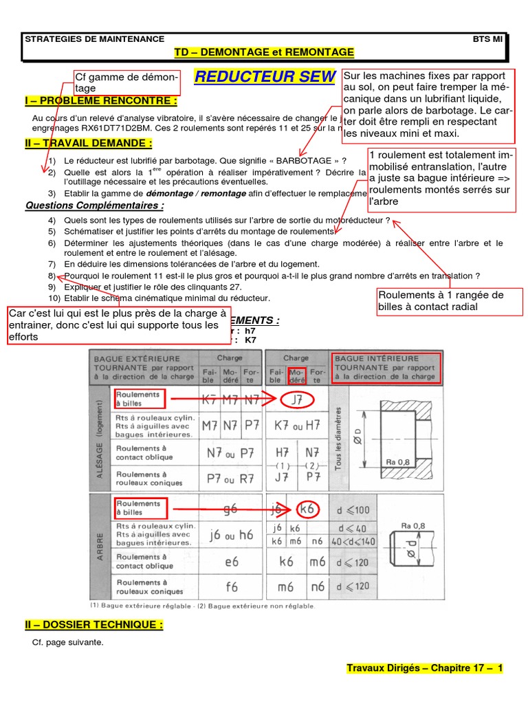 01 1 DM Reducteur SEW Corrige | PDF | Friction | Ingénierie mécanique
