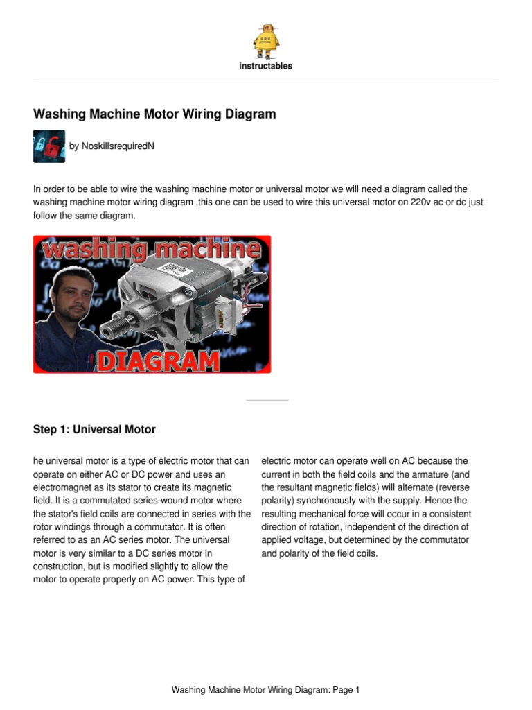 Washing Machine Motor Wiring Diagram | PDF | Electric Motor | Power