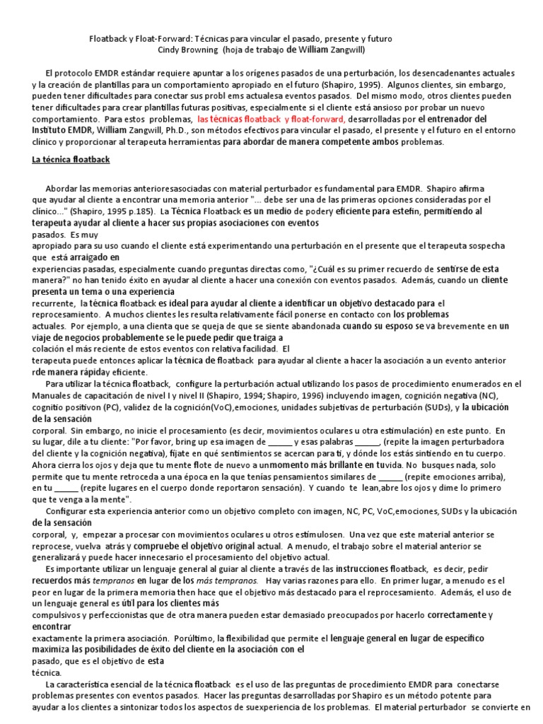 Técnicas Floatback y Float-Forward en EMDR | PDF | Desensibilización y ...