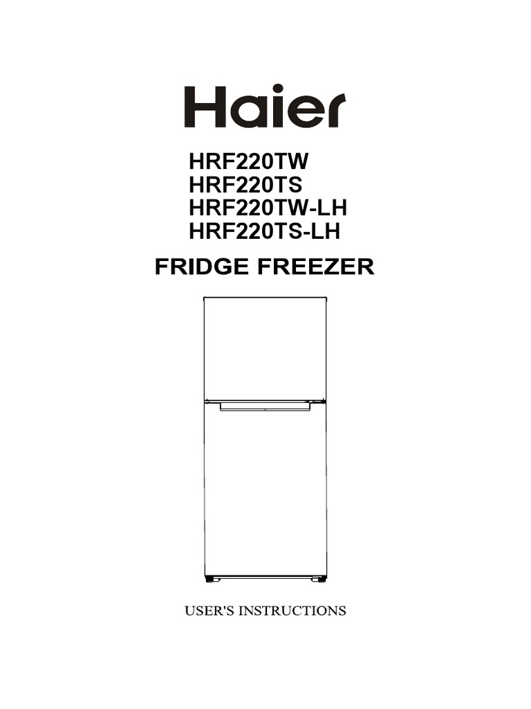 Haier Top Mount Refrigerator HRF220TW PDF