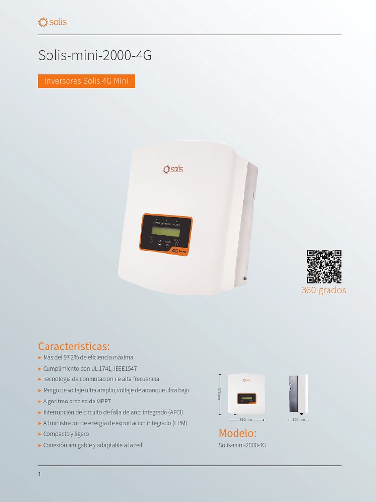 Inversor Solis Mini 2000 4G Especificaciones | PDF | Corriente continua ...