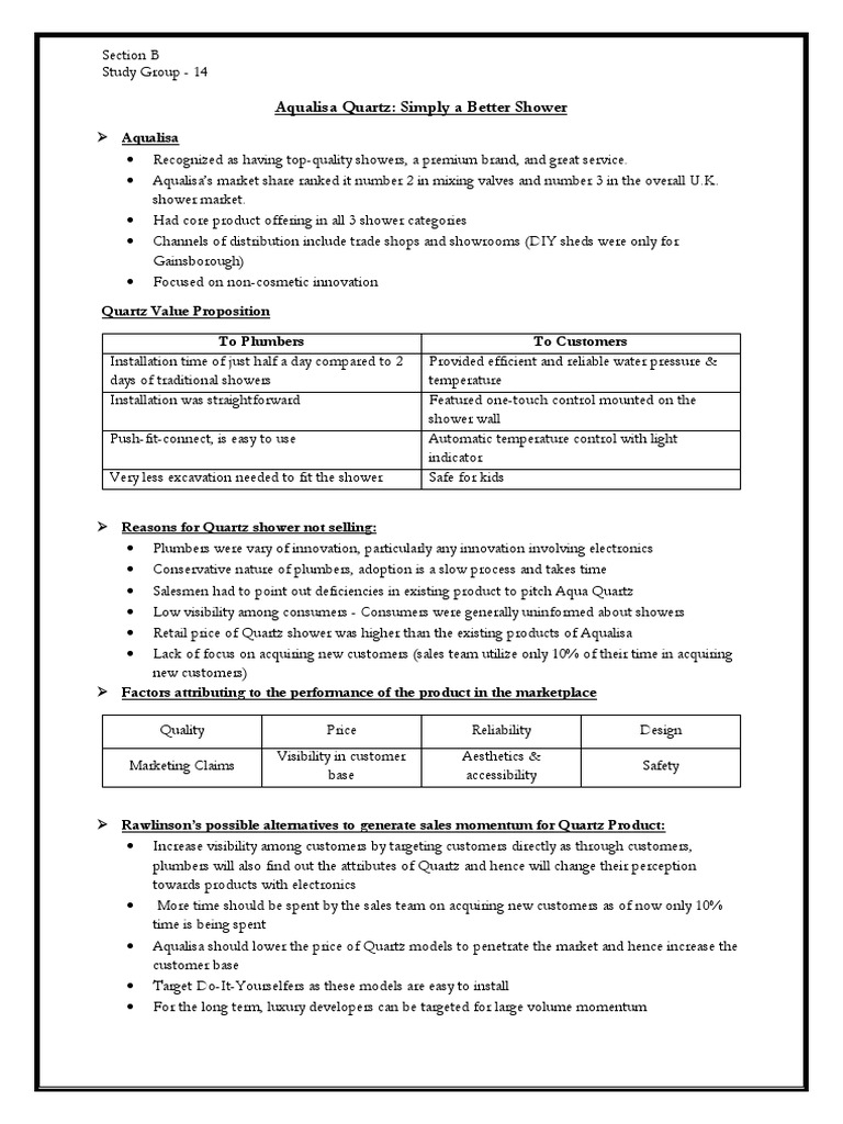 Aqualisa QuartzSimply A Better Shower PDF Retail Sales