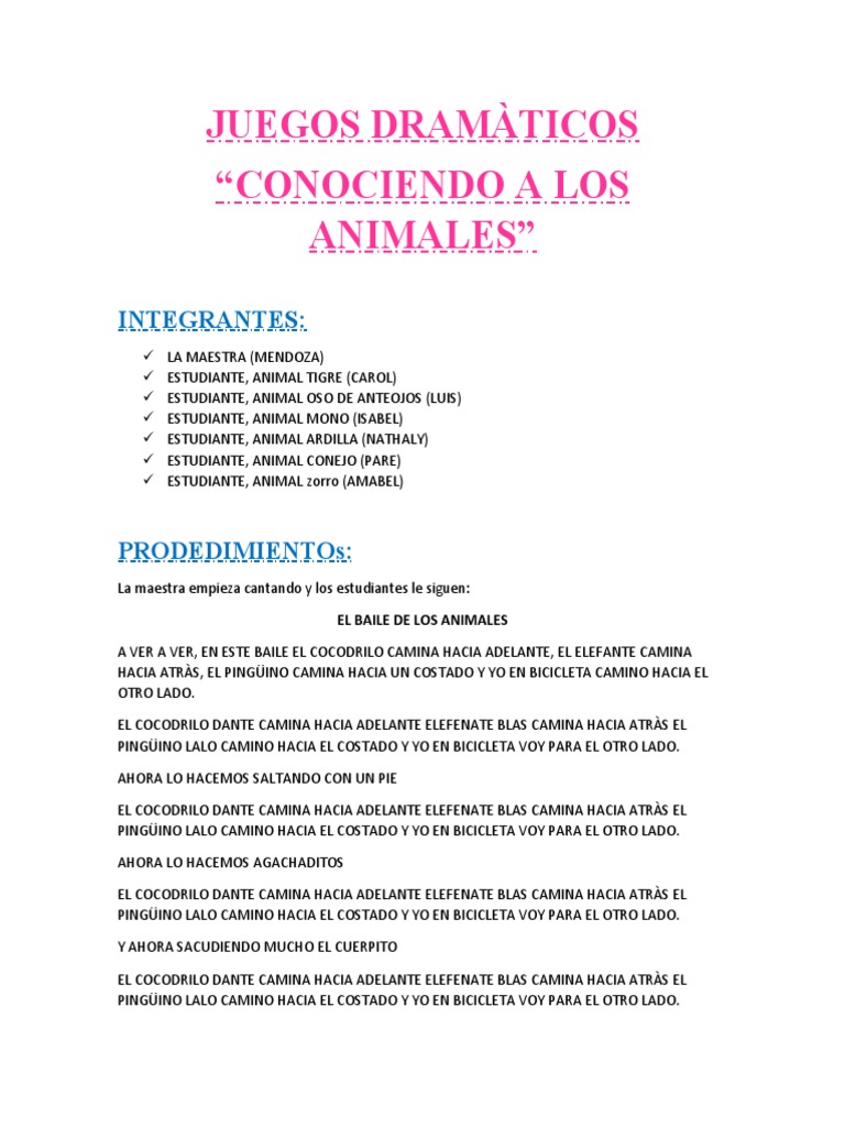 Juegos Dramàticos | PDF