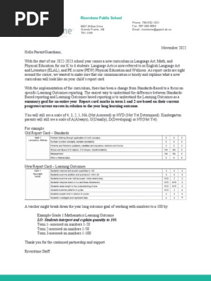 transitional report card parent letter