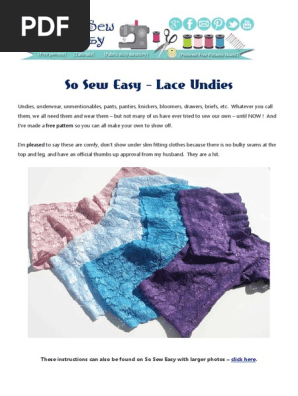 So Sew Easy - Cheeky Panties - Pattern and instructions