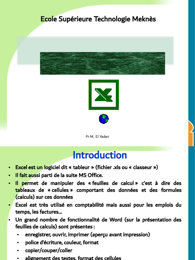 Introduction Excel : Fonctions et Formats | PDF | Microsoft Excel ...