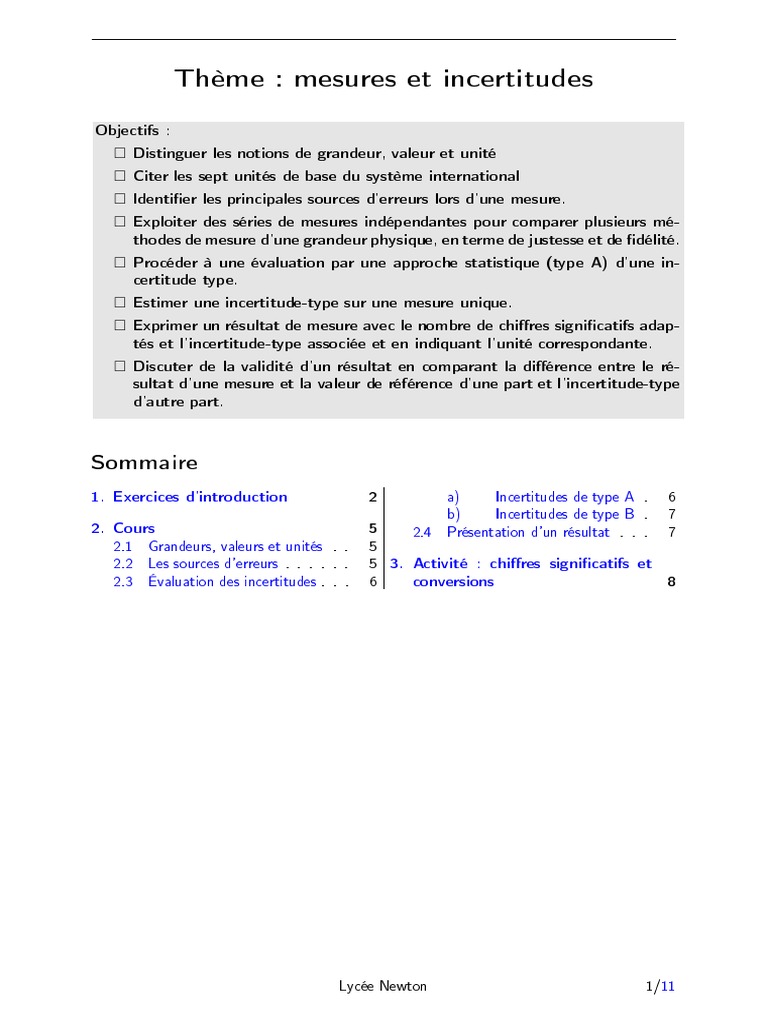 Mesures et Incertitudes en Physique | PDF | Erreur de mesure | Division
