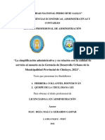 T40 La simplificación administrativa y su relación con la calidad de servicio en la Municipalidad de Chiclayo