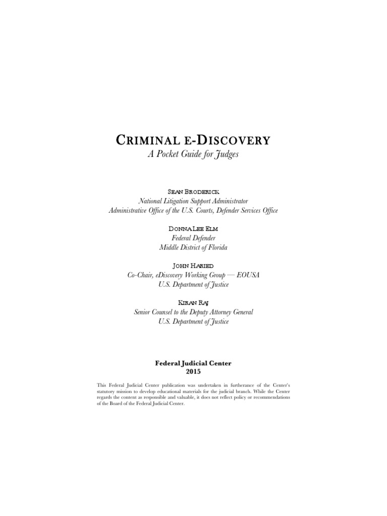 Pocket Guide For Jdges PDF Discovery (Law) Prosecutor
