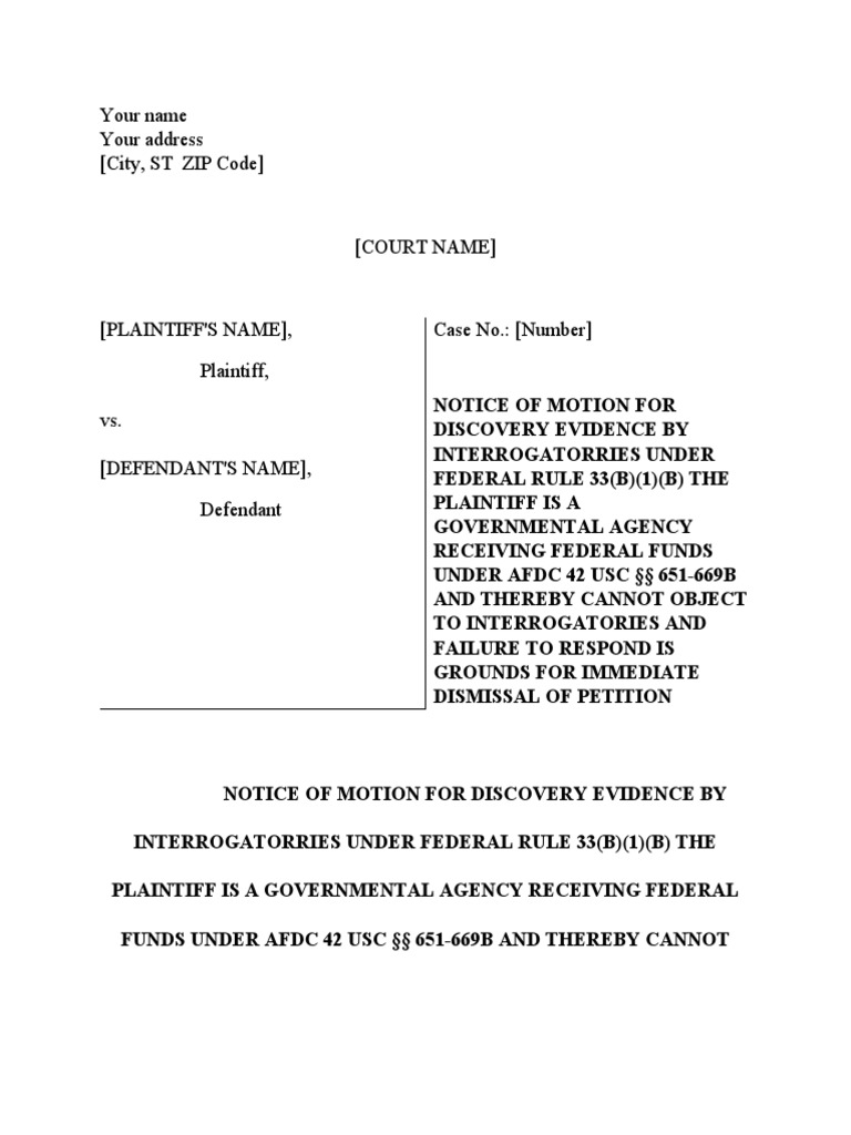 Interrogatories for discovery of evidence pdf standing law