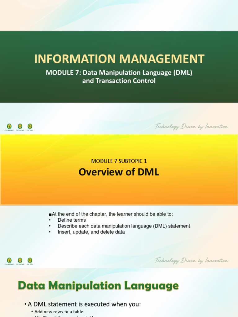 (M7S1-POWERPOINT) - Data Manipulation Language (DML) | Download Free ...