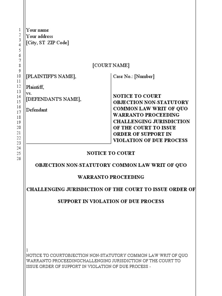 Writ of quo warranto to challenge authority and jurisdiction of the