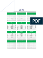 Calendario 2022 Excel