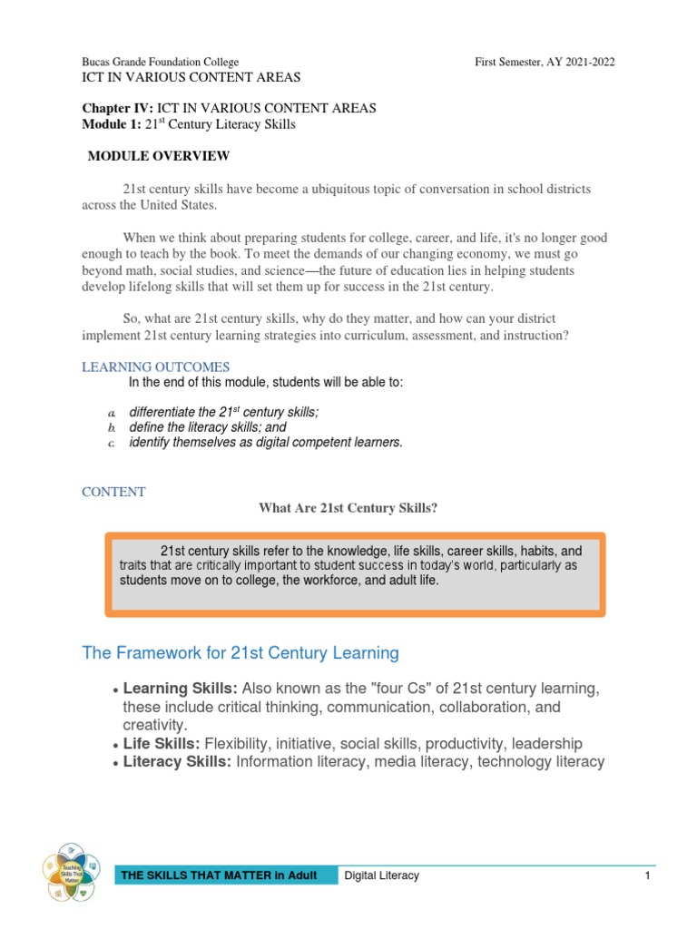 21st Century Literacy Skills Overview | PDF | Literacy | Information ...