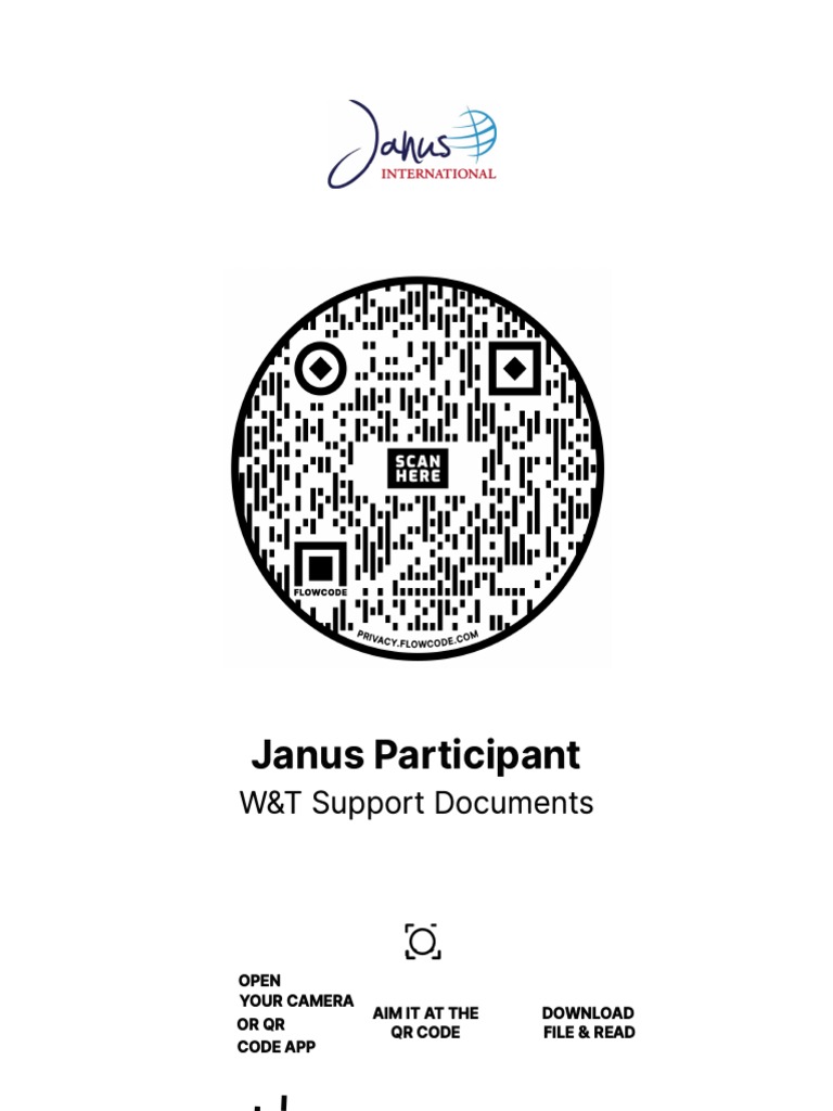 Qr code with janus support documents 2023 to distribute to the
