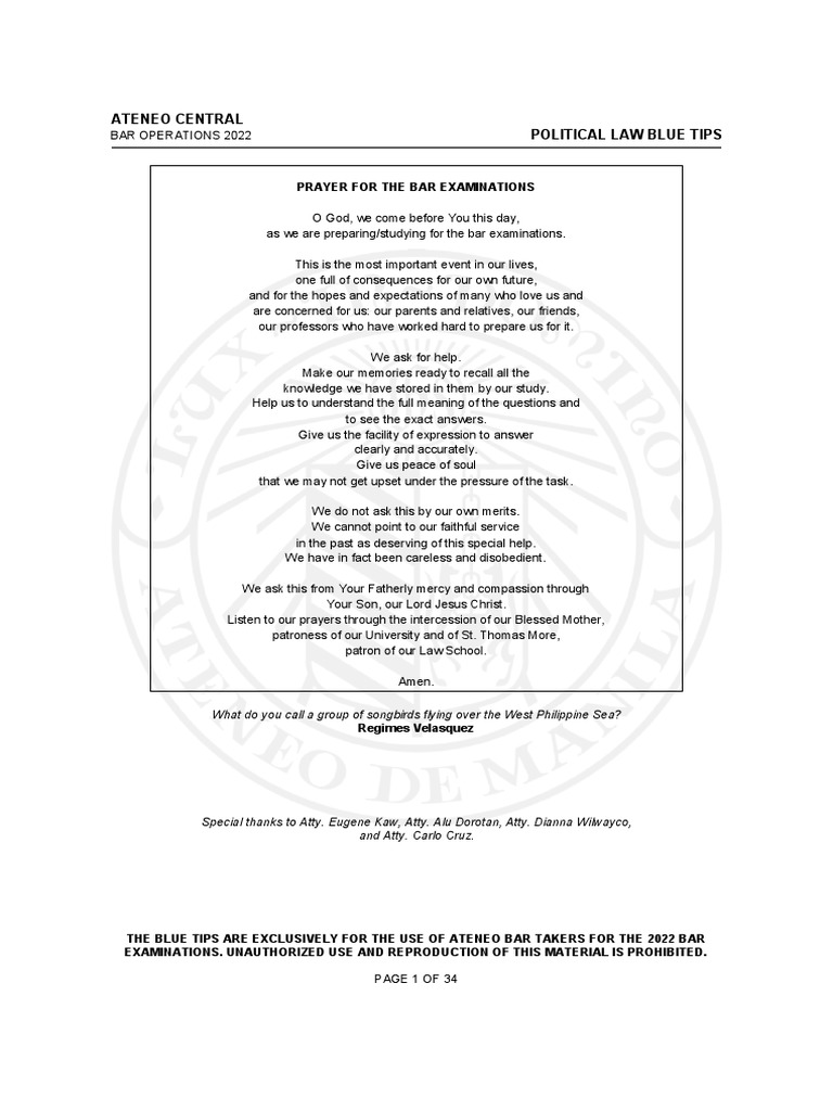 2022 ALS Blue Tips Political Law Download Free PDF Territorial