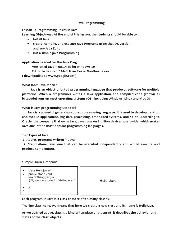 Java Programming | PDF | Java (Programming Language) | Class (Computer