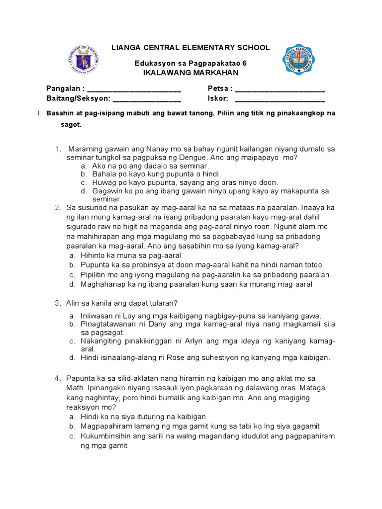 Esp 6 Second Periodical Test Pdf