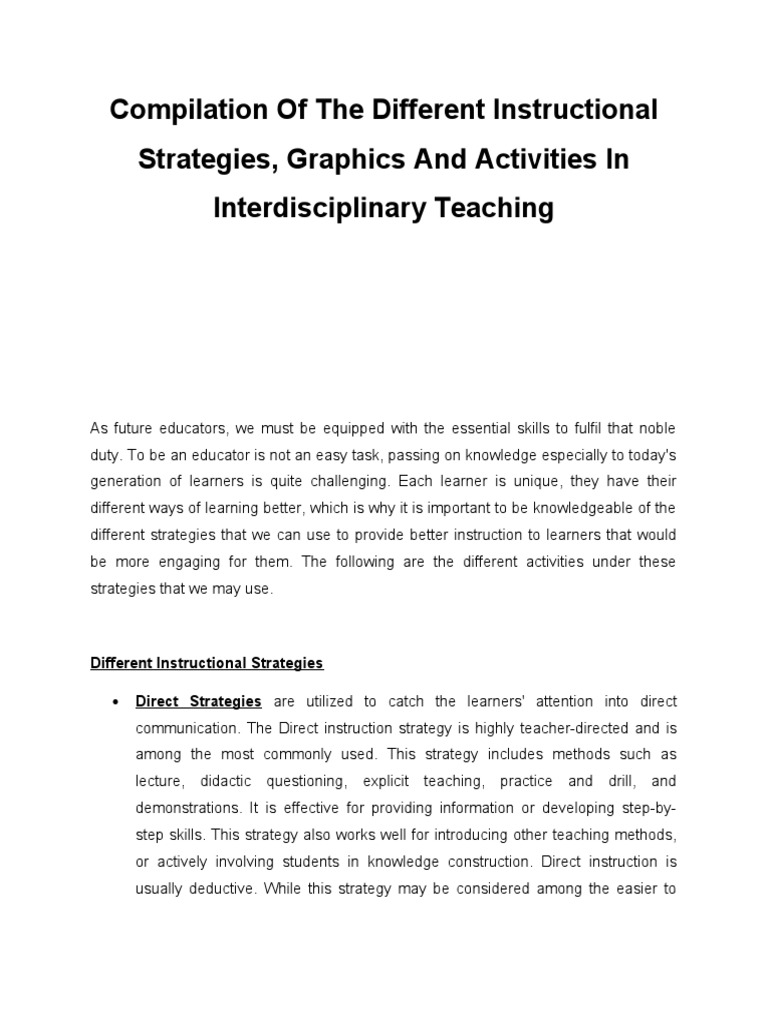 Compilation of The Different Instructional Strategies PDF Teaching