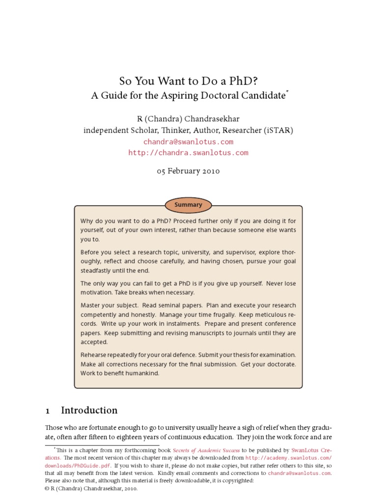 PHD Guide | PDF | Doctor Of Philosophy | Academic Degree