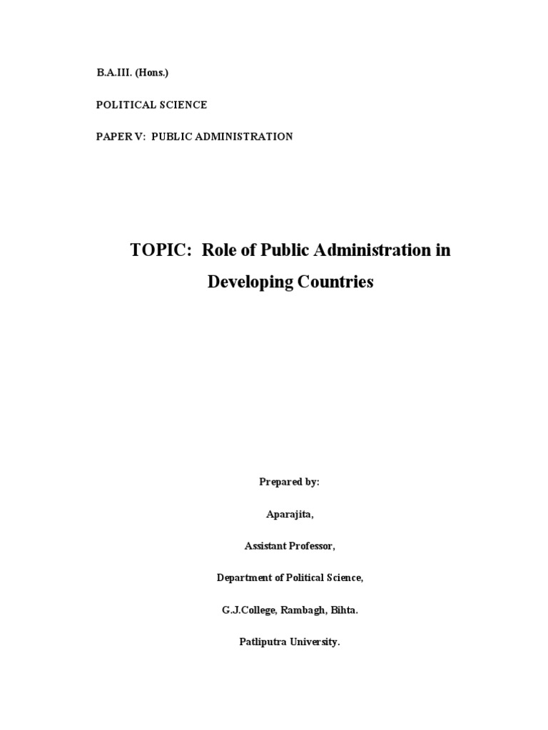Public Administration's Role in Development | PDF | Developing Country ...