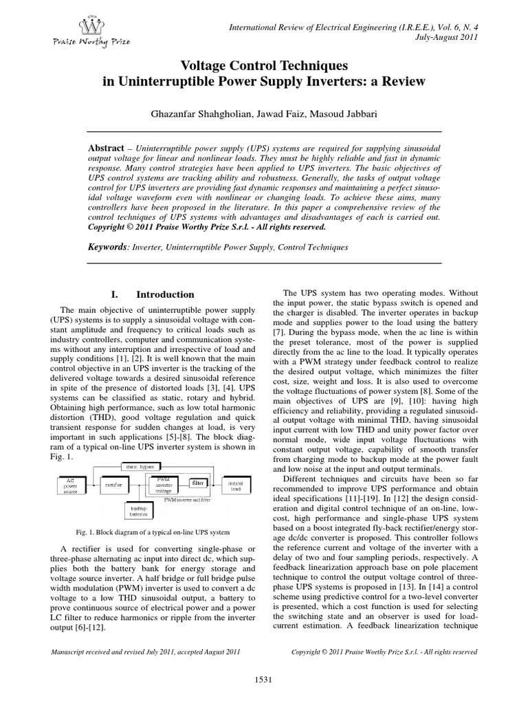 Voltage Control Techniques PDF Power Inverter Control Theory
