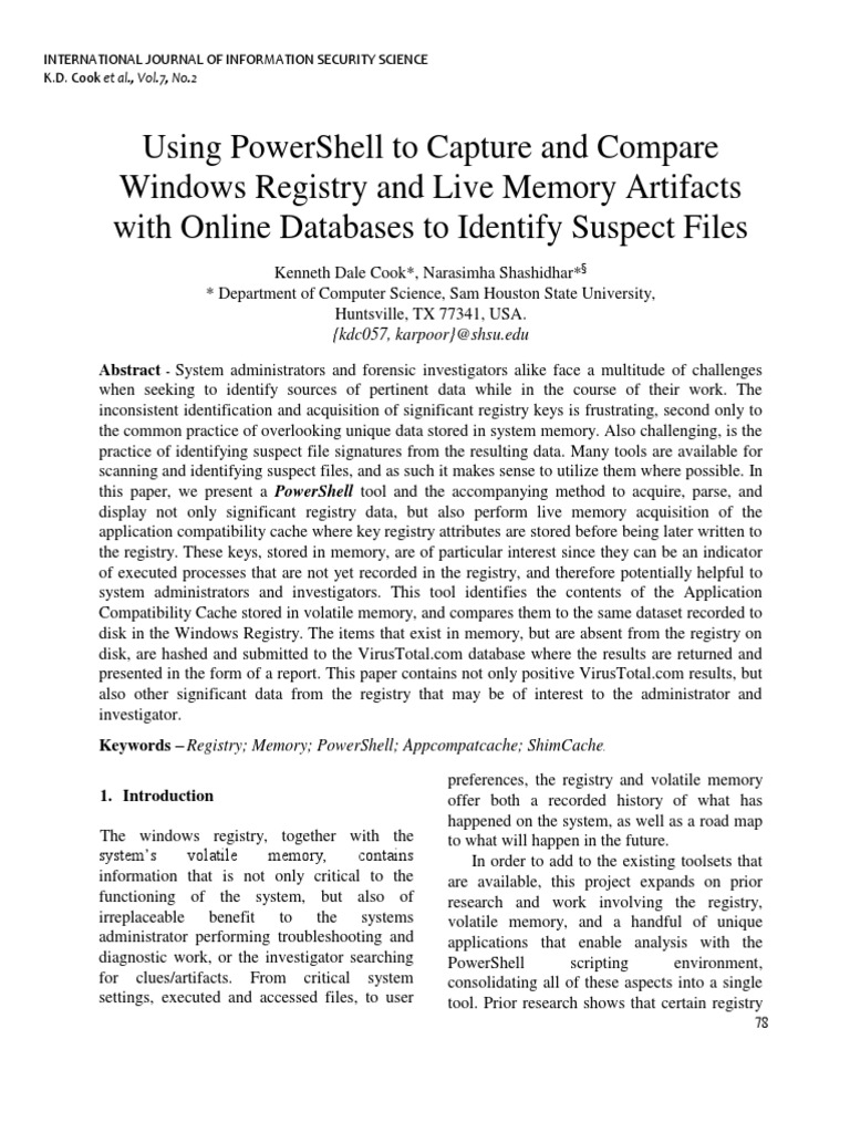 PowerShell Tool for Registry & Memory Analysis | PDF | Windows Registry ...