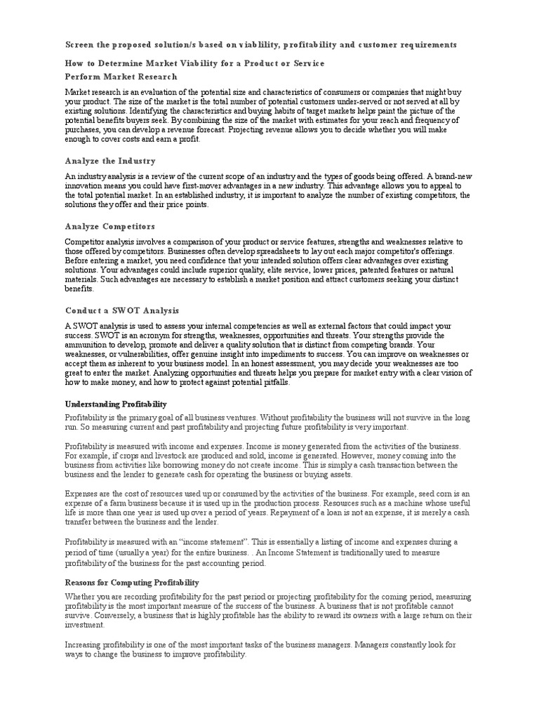 How To Determine Market Viability For A Product or Service | PDF