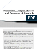 Summaries Analysis History and Resources of Standards