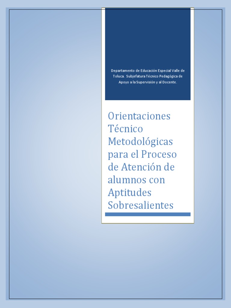 Cuadernillo Aptitudes Sobresalientes | PDF | Dotamiento intelectual ...